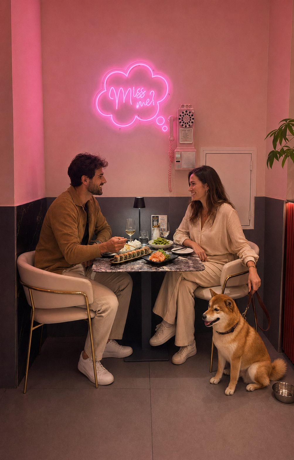 Coppia a cena da SEBO con il proprio cane
